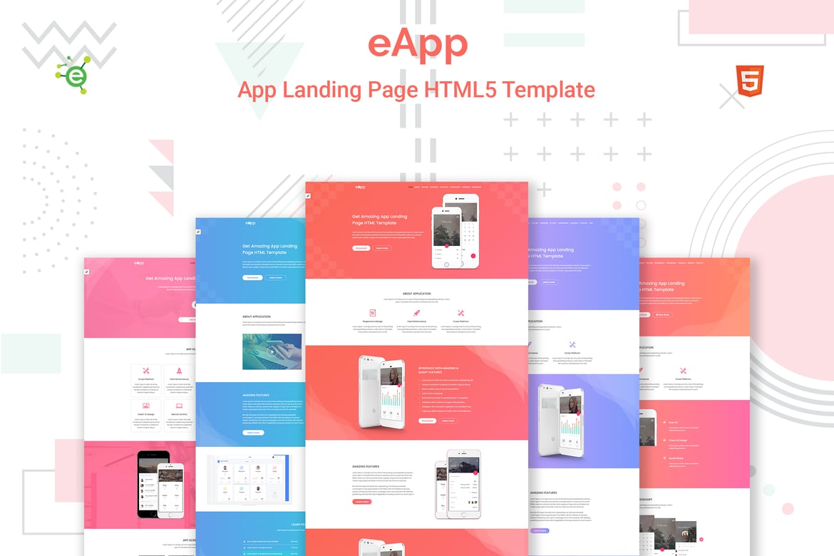 eApp - Template Website Landing Page Aplikasi 5 dalam 1 HTML5
