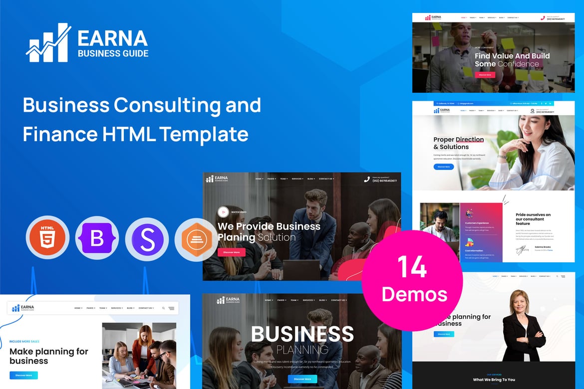Earna - Template Website Bisnis & Keuangan yang Modern