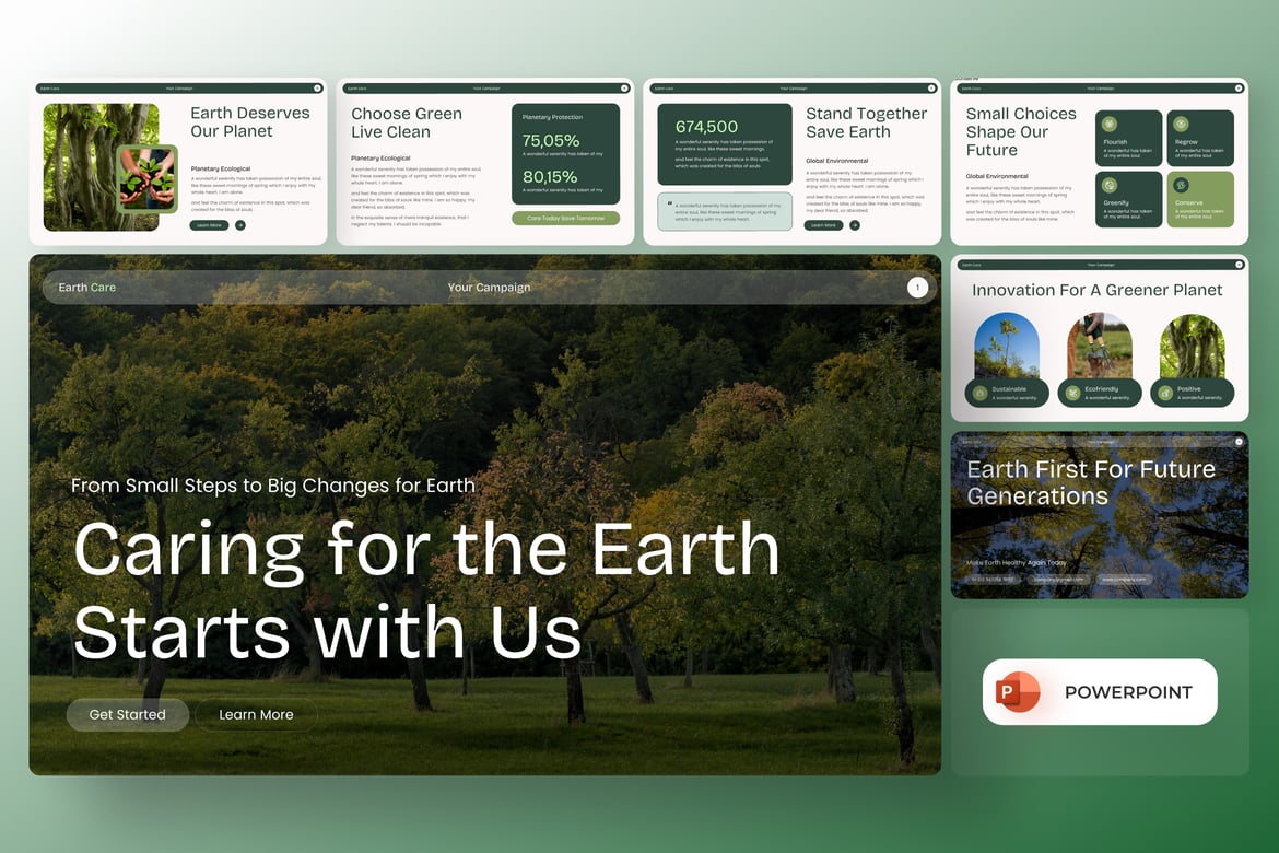 Template Presentasi PowerPoint Hari Bumi yang Inspiratif dan Modern