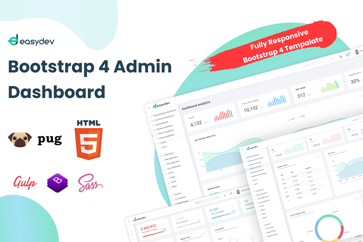 EasyDev — Template Dashboard Admin HTML(Pug) Modern dan Responsif