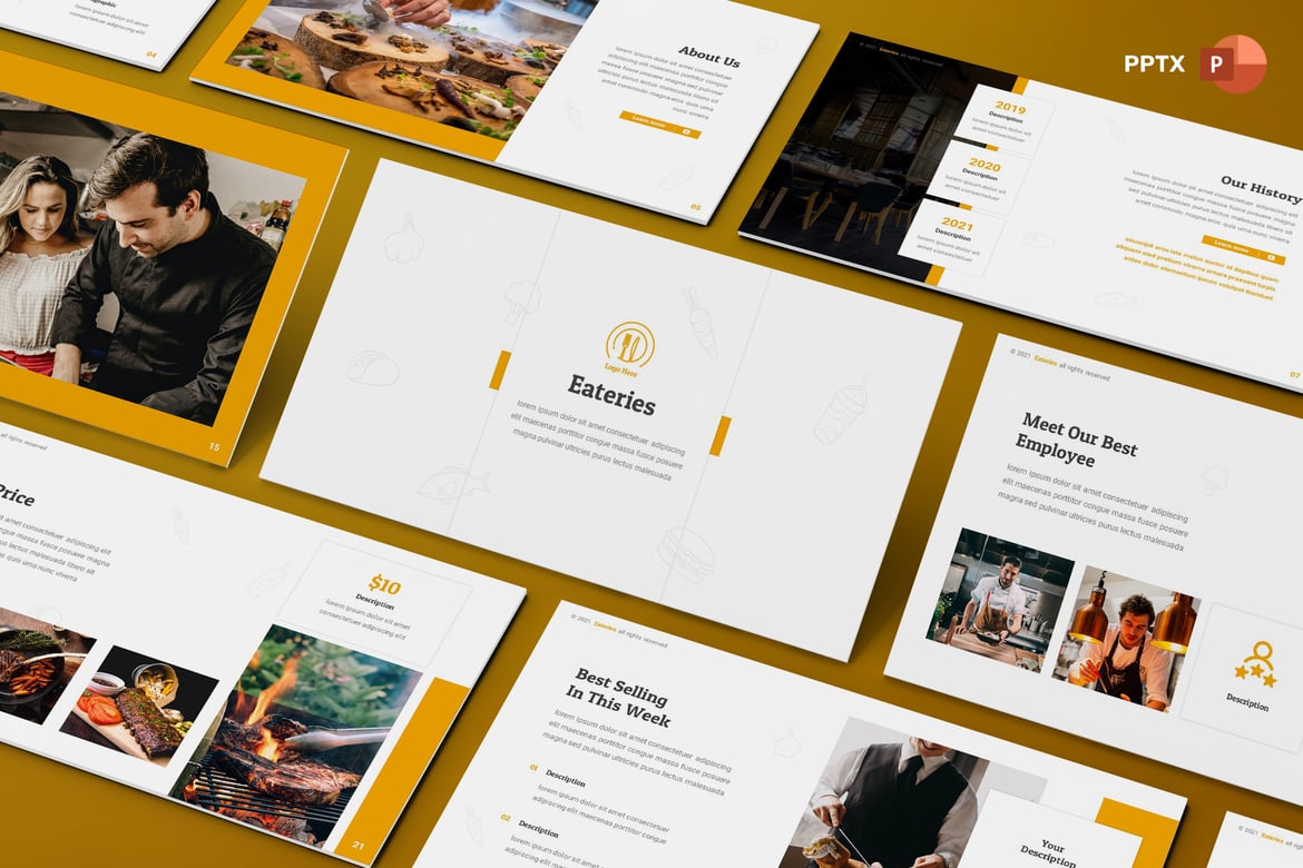 Template PowerPoint Eateries - Solusi Presentasi Makanan yang Menarik