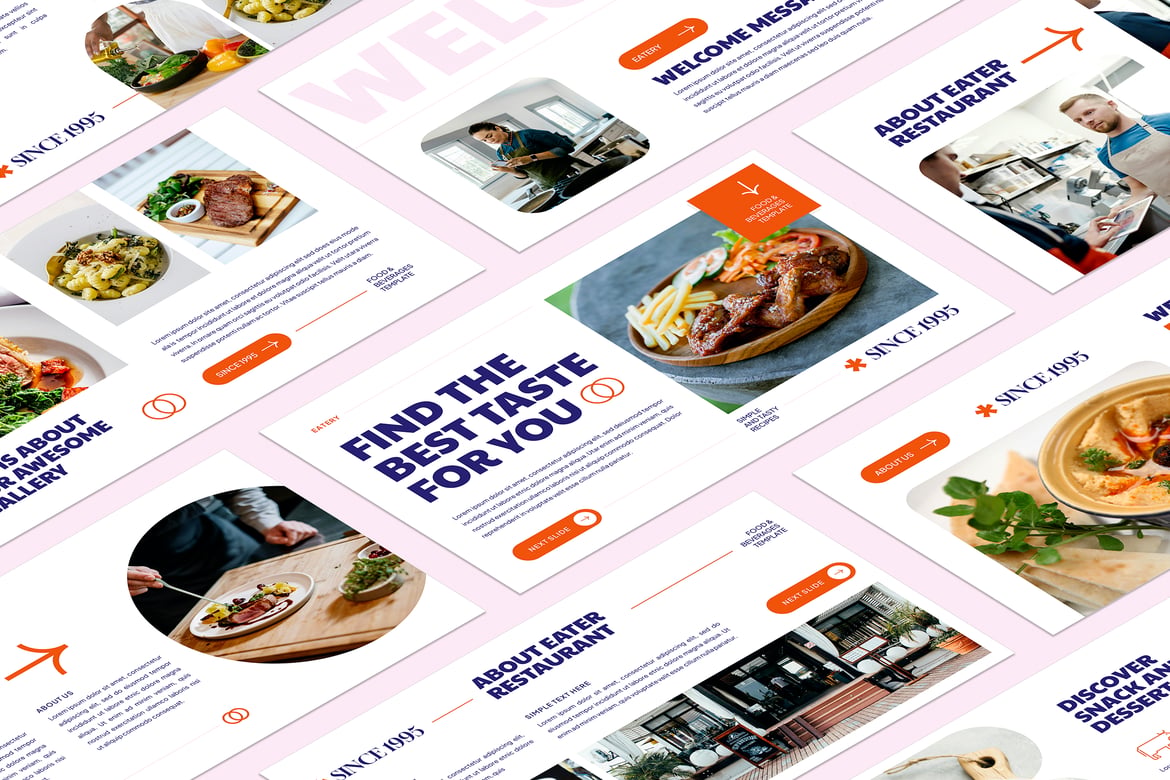 Template Presentasi Makanan - Eatery PowerPoint yang Menarik
