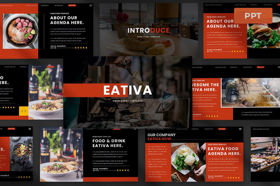 Eativa - Template Presentasi Powerpoint Makanan yang Modern dan Elegan
