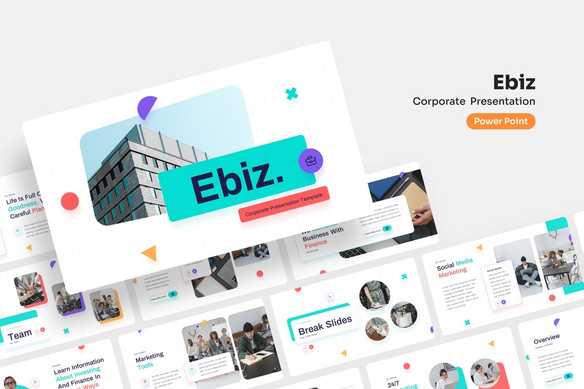 Template Presentasi PowerPoint Ebiz untuk Korporasi