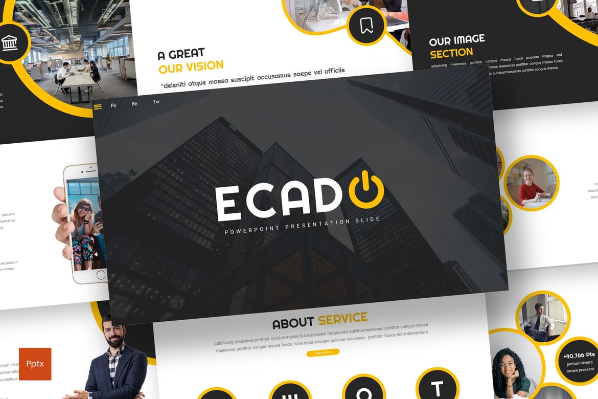 Ecado - Template Powerpoint Bisnis yang Kreatif dan Minimalis