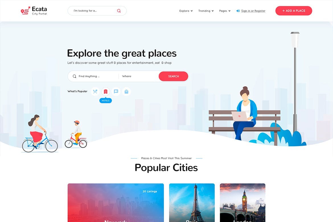 Ecata - Template Website Panduan Kota Modern dan Menarik