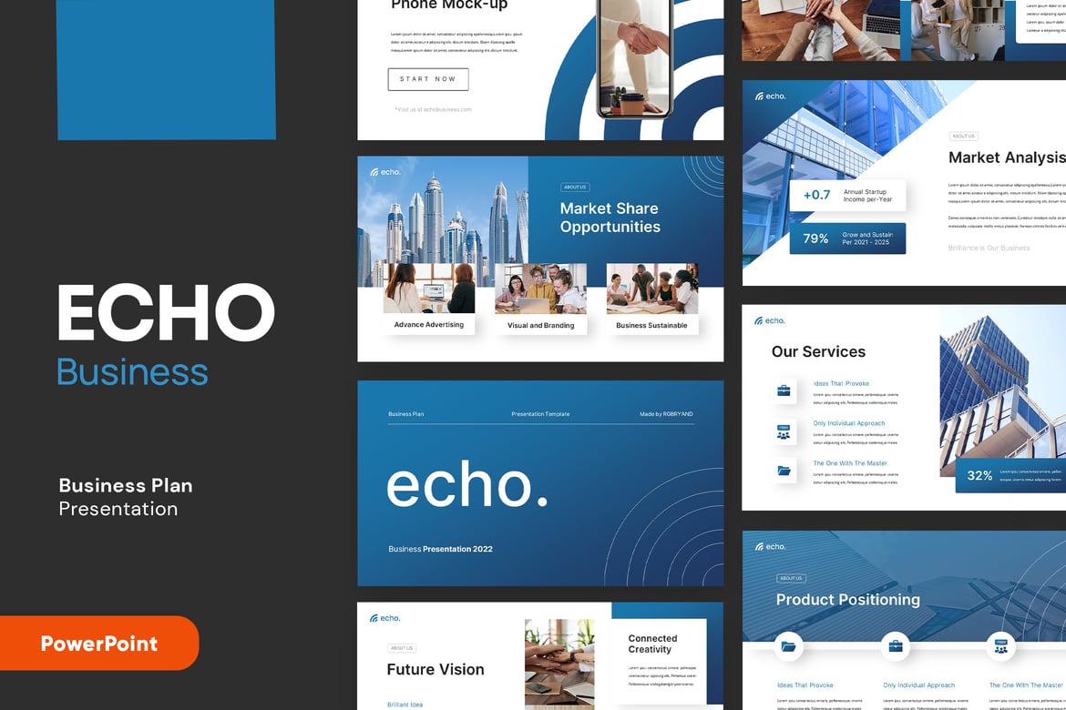 Template Presentasi PowerPoint ECHO untuk Rencana Bisnis yang Profesional