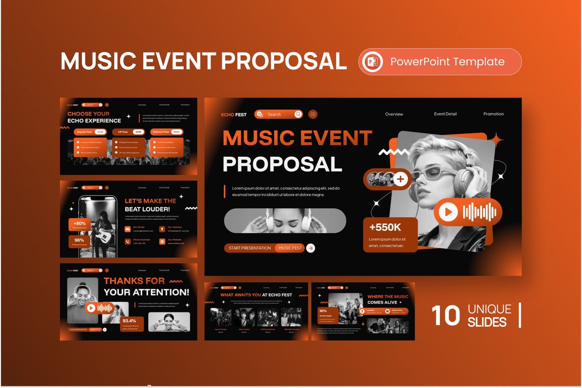 Template Presentasi PowerPoint untuk Proposal Event Musik Echo Fest