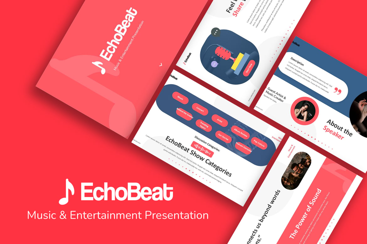 EchoBeat - Template PowerPoint Musik & Hiburan yang Menarik