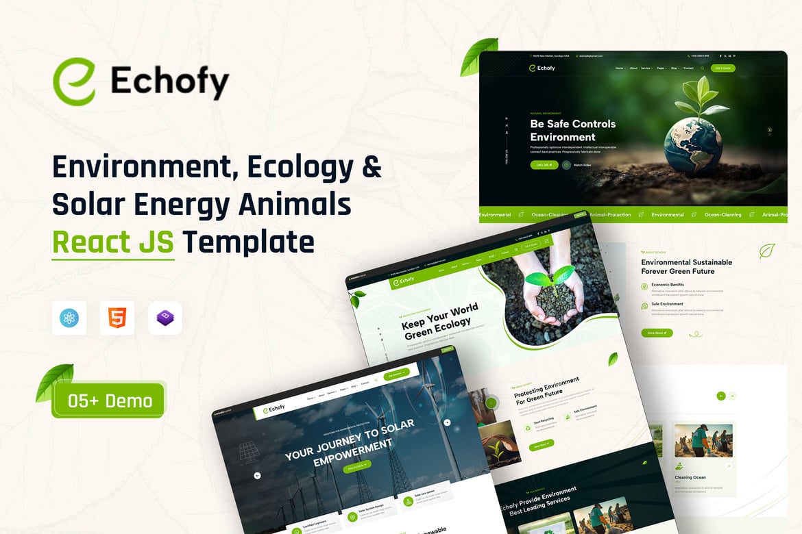 Echofy – Template Website Ramah Lingkungan & Energi Solar yang Modern