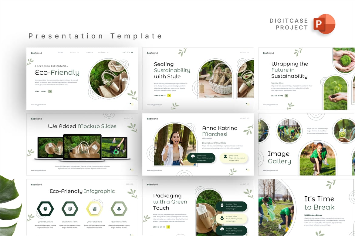 Template PowerPoint Kemasan Ramah Lingkungan yang Menarik