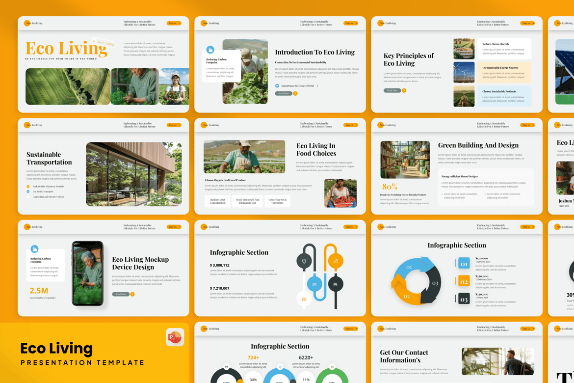 Template PowerPoint Eco Living untuk Gaya Hidup Berkelanjutan