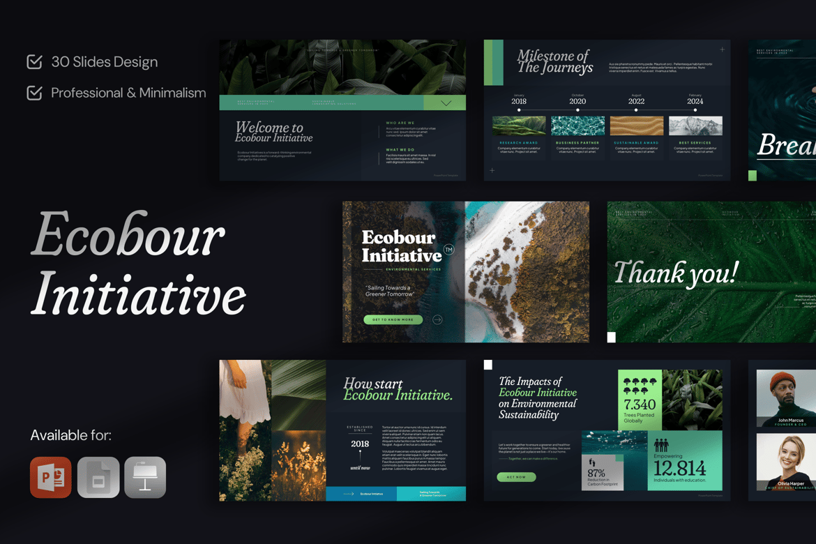 Template Presentasi Powerpoint Ecobour Initiative yang Menarik