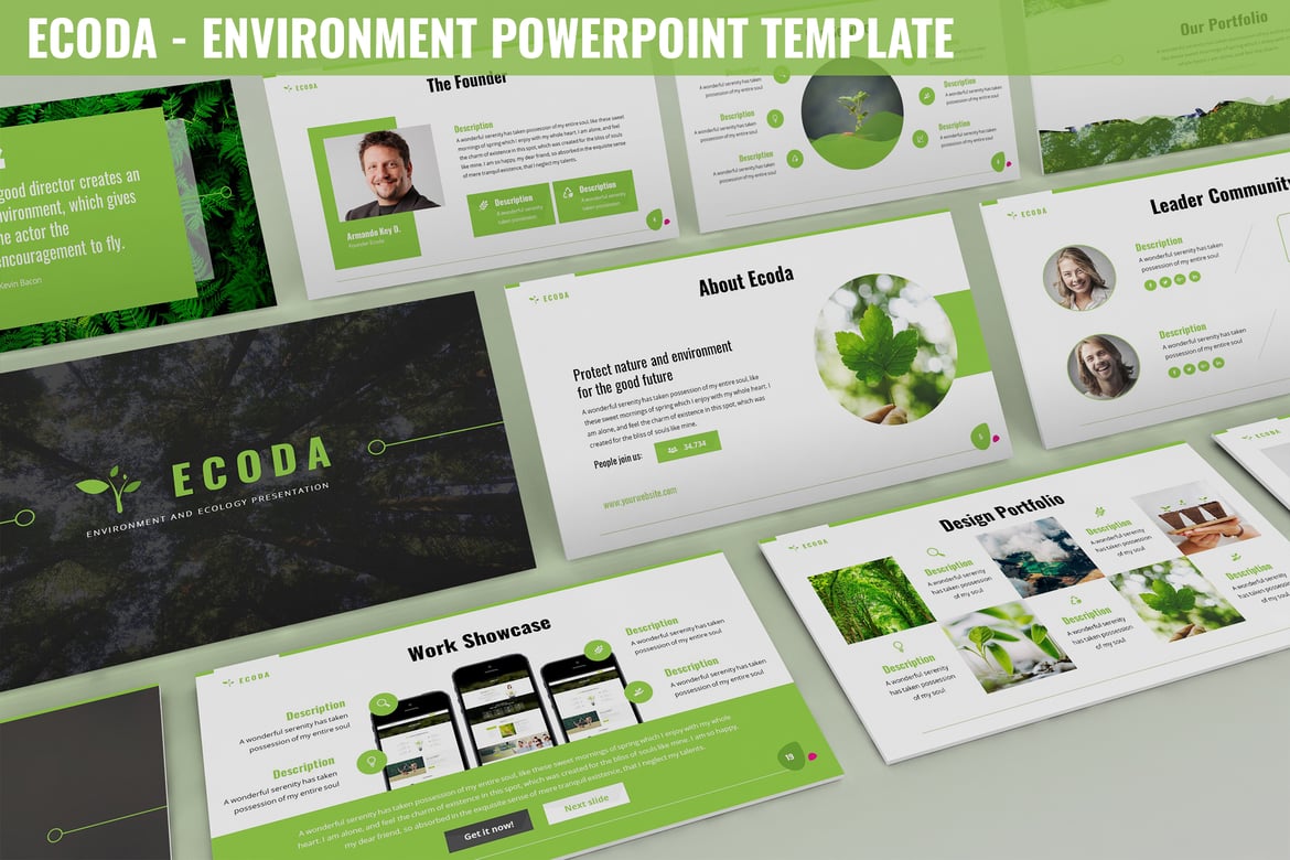 Template Powerpoint Ecoda - Presentasi Lingkungan yang Modern dan Minimalis