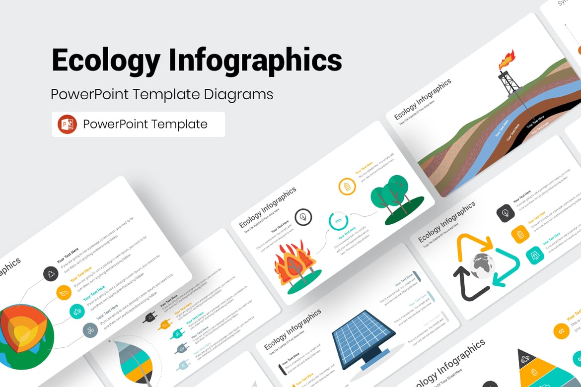 Template PowerPoint Infografis Ekologi yang Menarik
