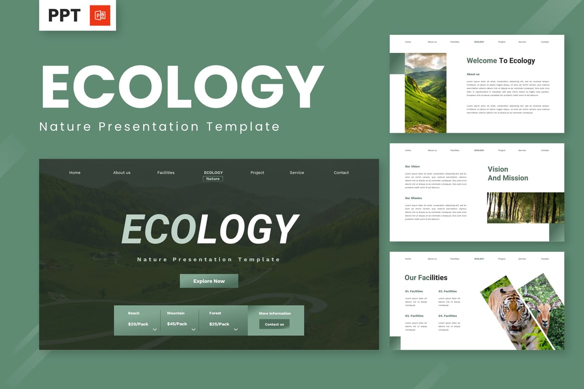Template Powerpoint Ekologi - Keindahan Alam