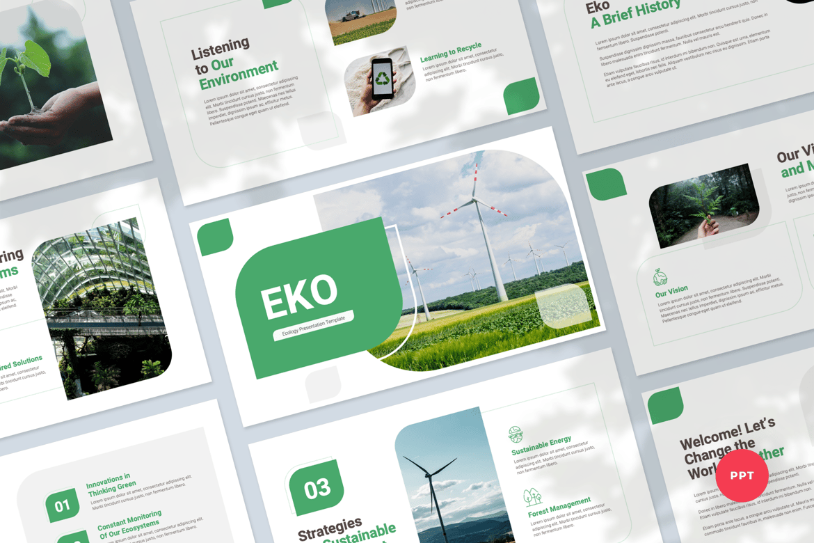 Template Presentasi PowerPoint Eko yang Modern dan Profesional