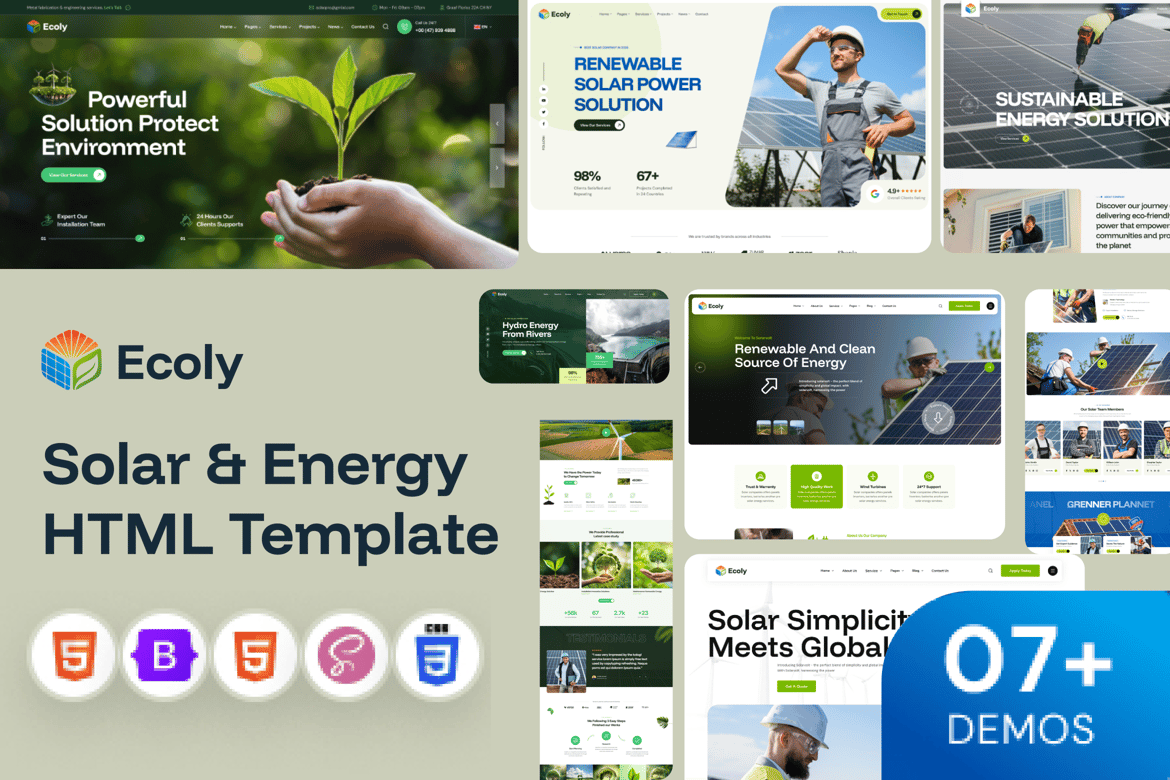 Ecoly - Template Website Energi Terbarukan dan Ekologi