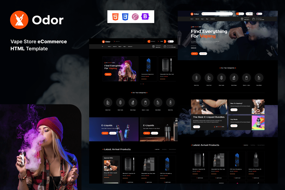 Template Website eCommerce untuk Toko Vape yang Menarik dan Responsif