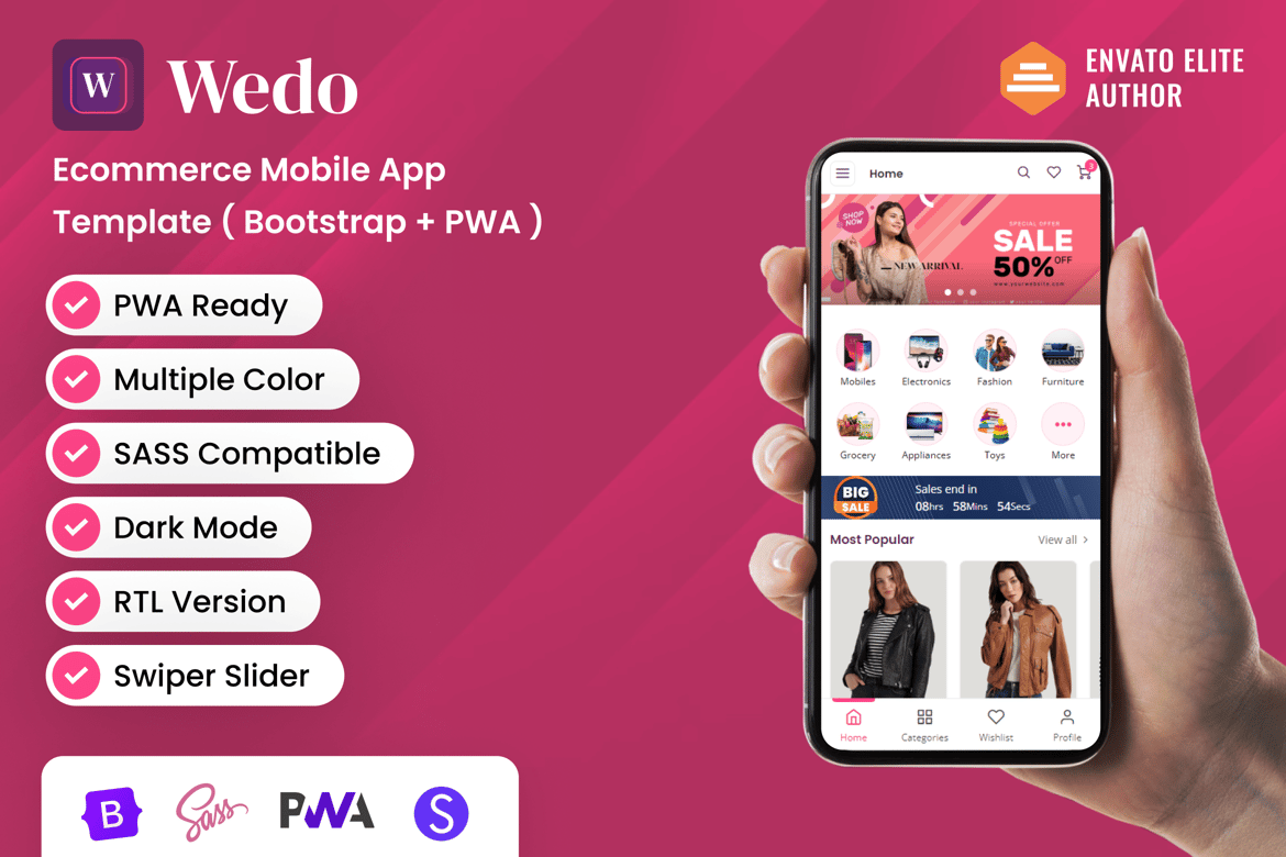 Template Web Aplikasi Mobile eCommerce yang Modern dan Responsif
