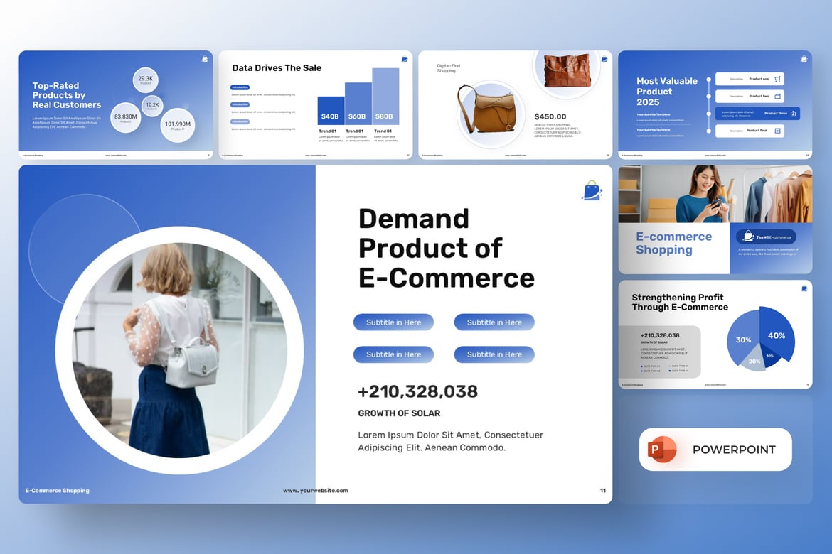 Template PowerPoint E-commerce Modern untuk Presentasi Sukses