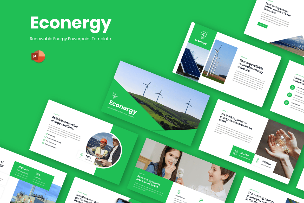 Econergy - Template Powerpoint Energi Terbarukan yang Menarik