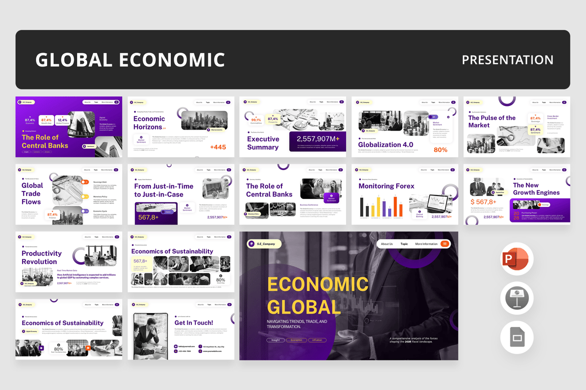 Template Presentasi Ekonomi Global yang Mempesona