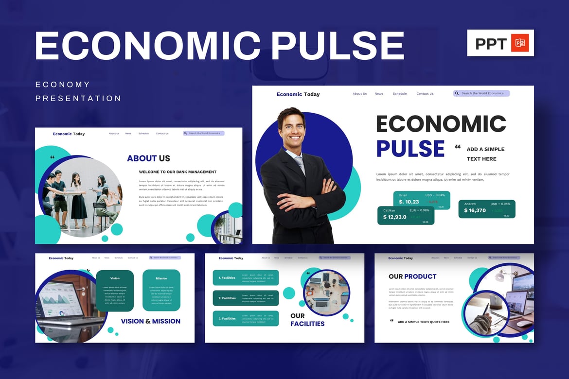 Template Presentasi Ekonomi - Economic Pulse PowerPoint
