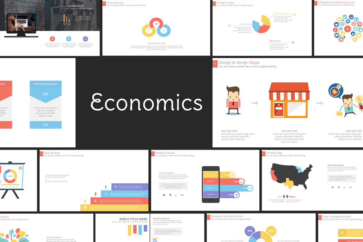 Template PowerPoint Ekonomi Serbaguna untuk Presentasi Menarik