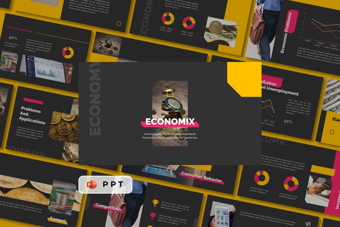 Template Presentasi Ekonomi Profesional - ECONOMIX