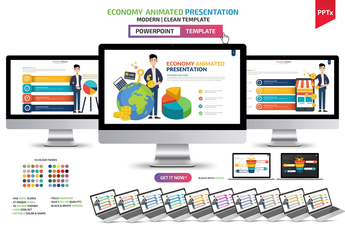 Template PowerPoint Animasi Ekonomi yang Menarik
