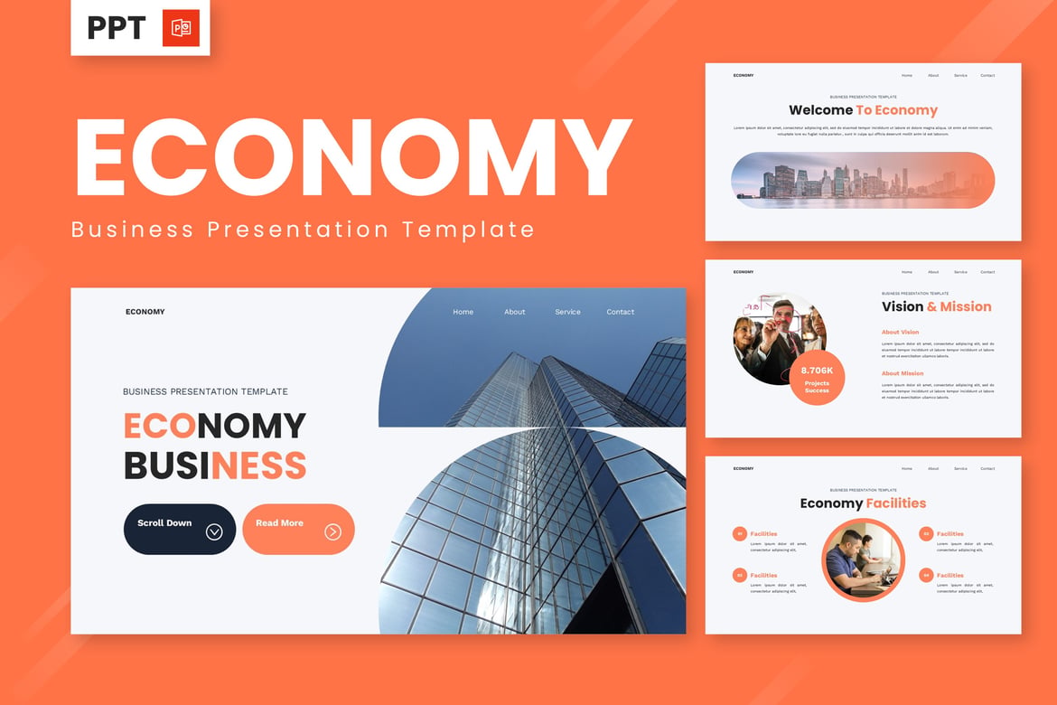 Template PowerPoint Ekonomi - Presentasi Bisnis Profesional