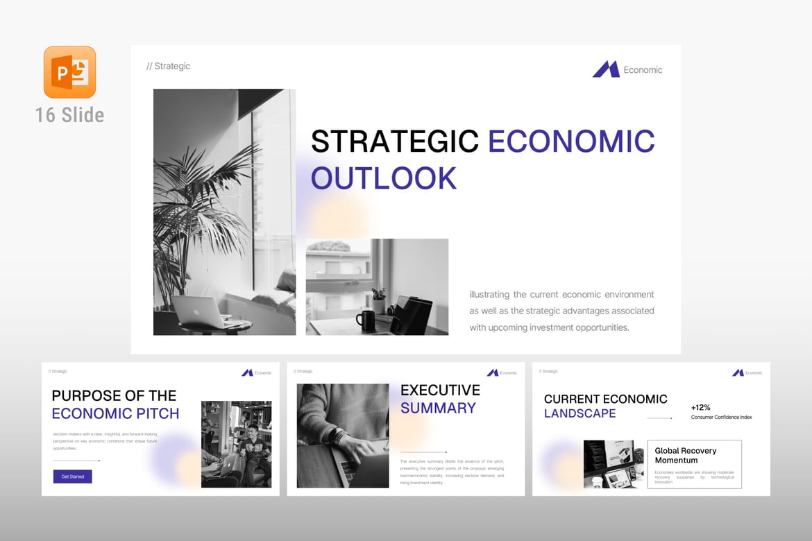 Template Presentasi PowerPoint Ekonomi yang Profesional dan Strategis