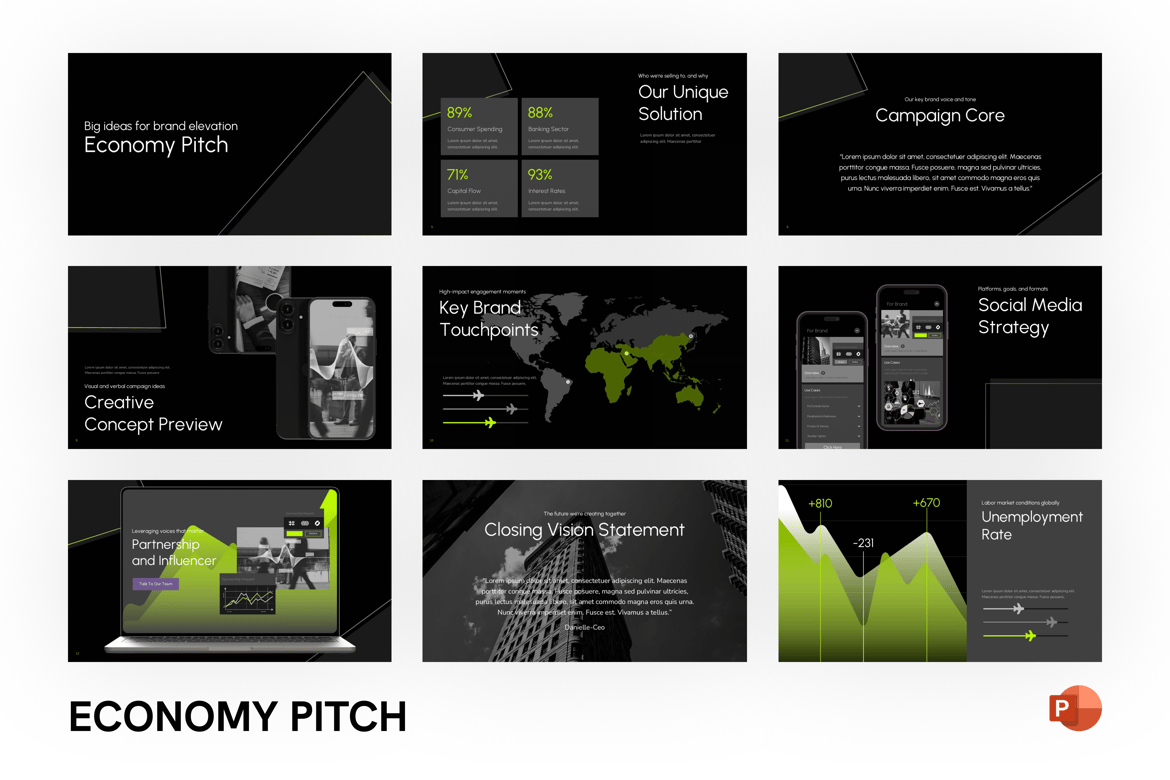 Template Presentasi Pitch Ekonomi yang Menarik dan Profesional