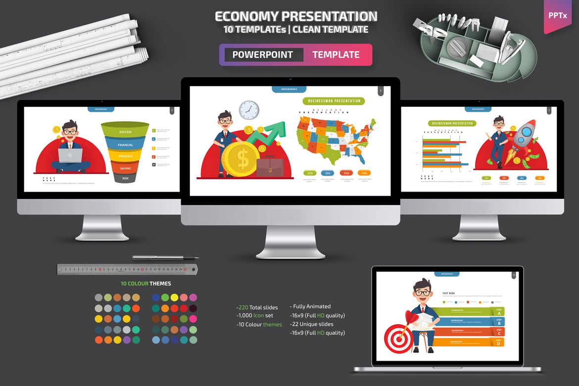 Template Powerpoint Presentasi Ekonomi yang Menarik dan Profesional