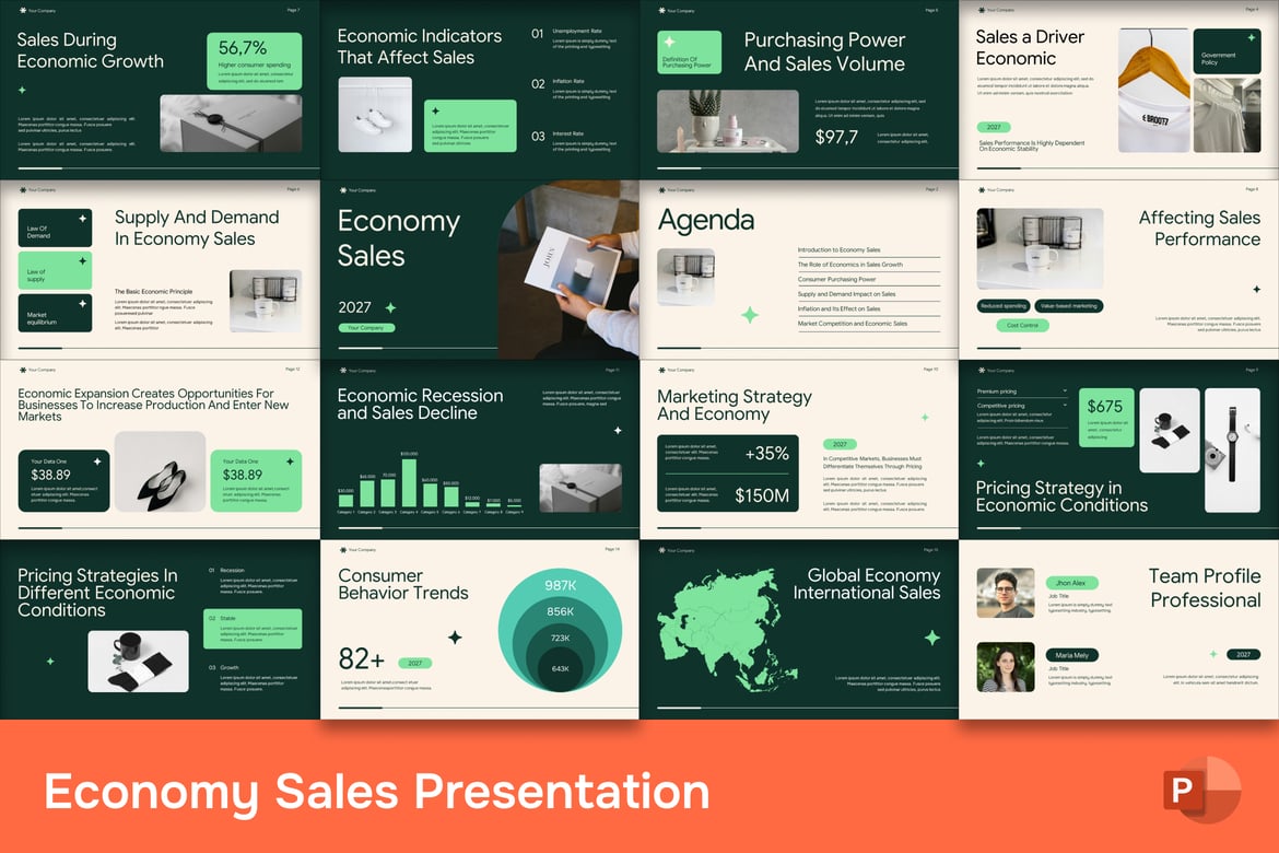 Template Presentasi PowerPoint Penjualan Ekonomi yang Menarik