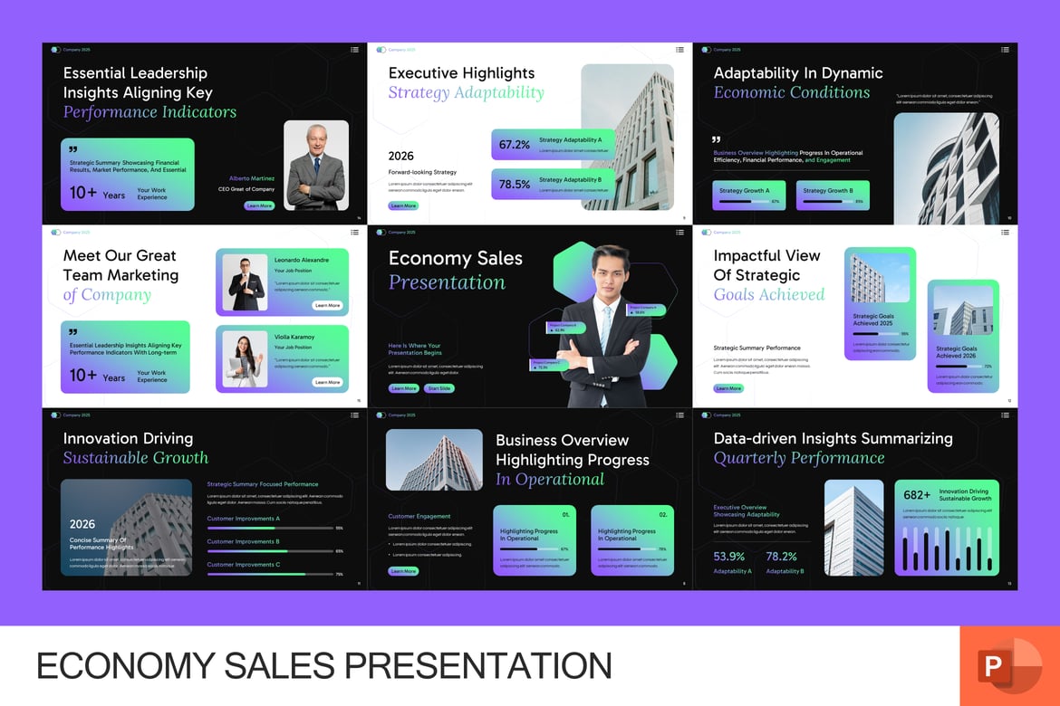 Template PowerPoint Penjualan Ekonomi yang Menarik dan Profesional