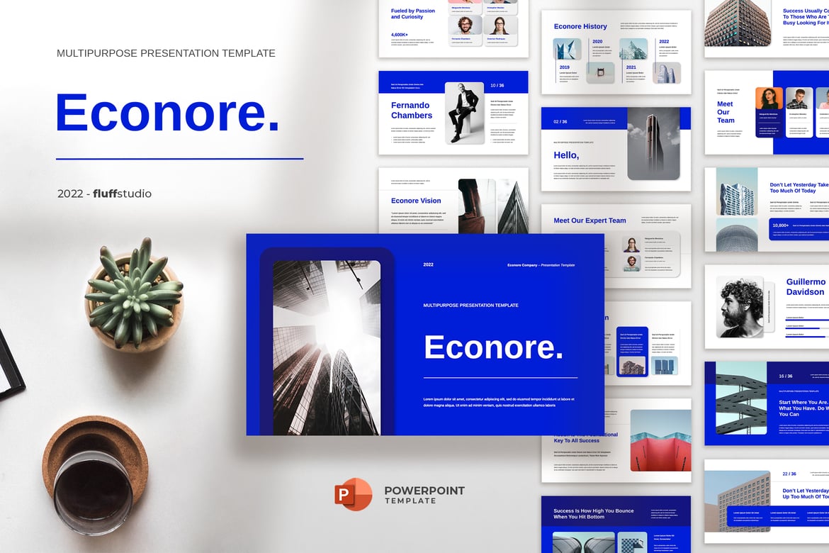 Template PowerPoint Econore - Presentasi Bisnis Modern dan Profesional
