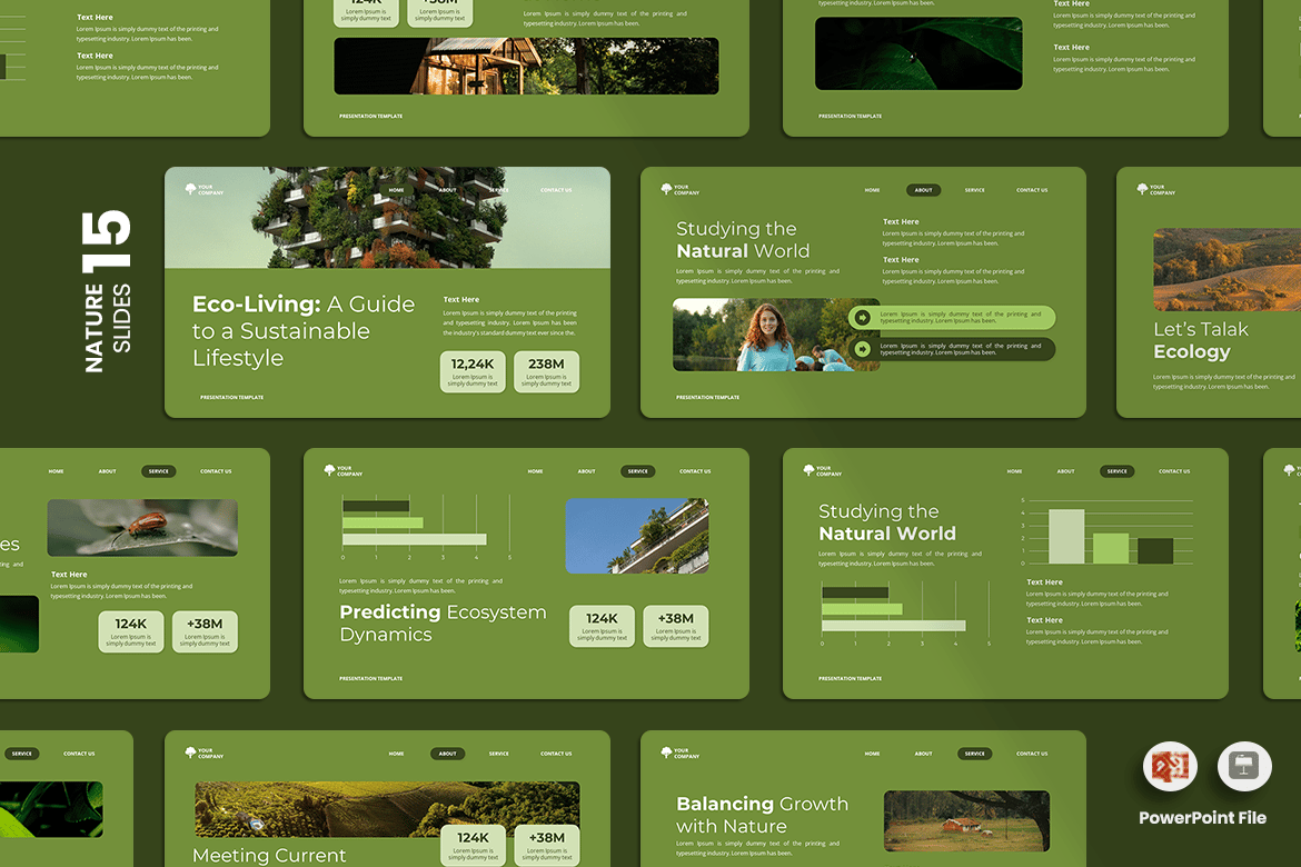 Template PowerPoint Pendidikan Ekosistem yang Menarik dan Profesional