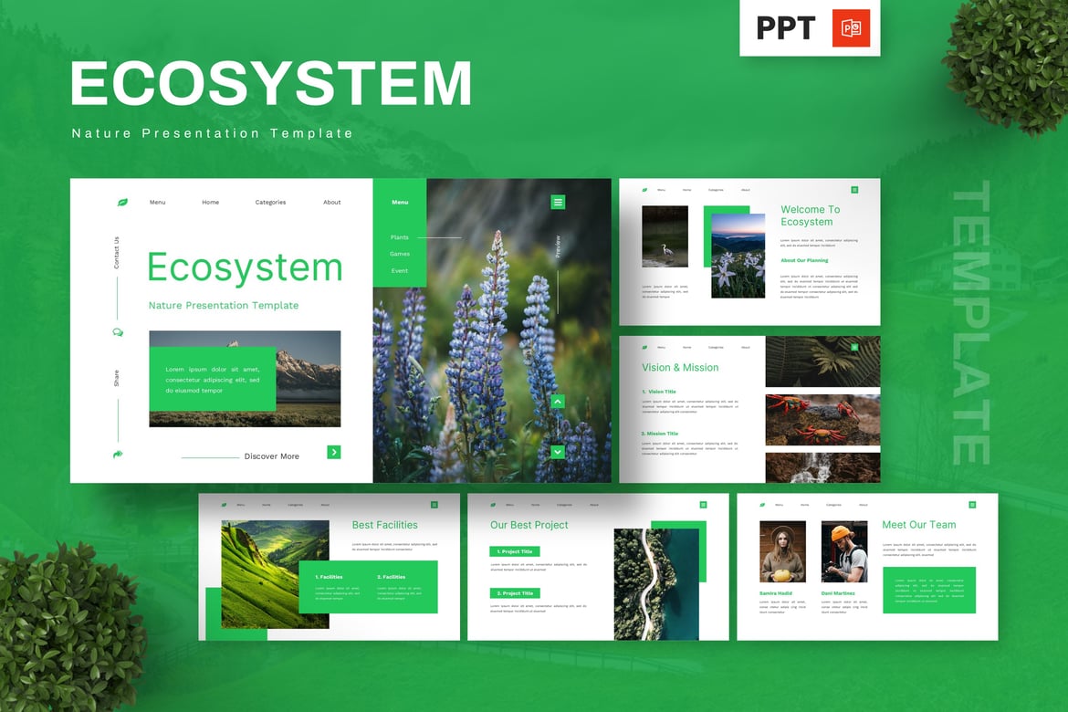 Template Presentasi Powerpoint Ekosistem Alam yang Menawan