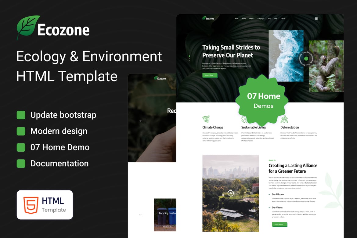 Ecozone - Template Website Ramah Lingkungan dan Ekologi