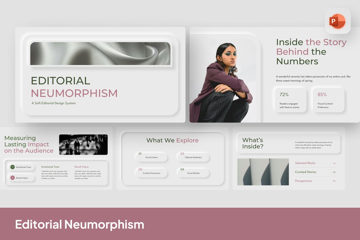 Template Presentasi PowerPoint Neumorphism yang Modern dan Elegan