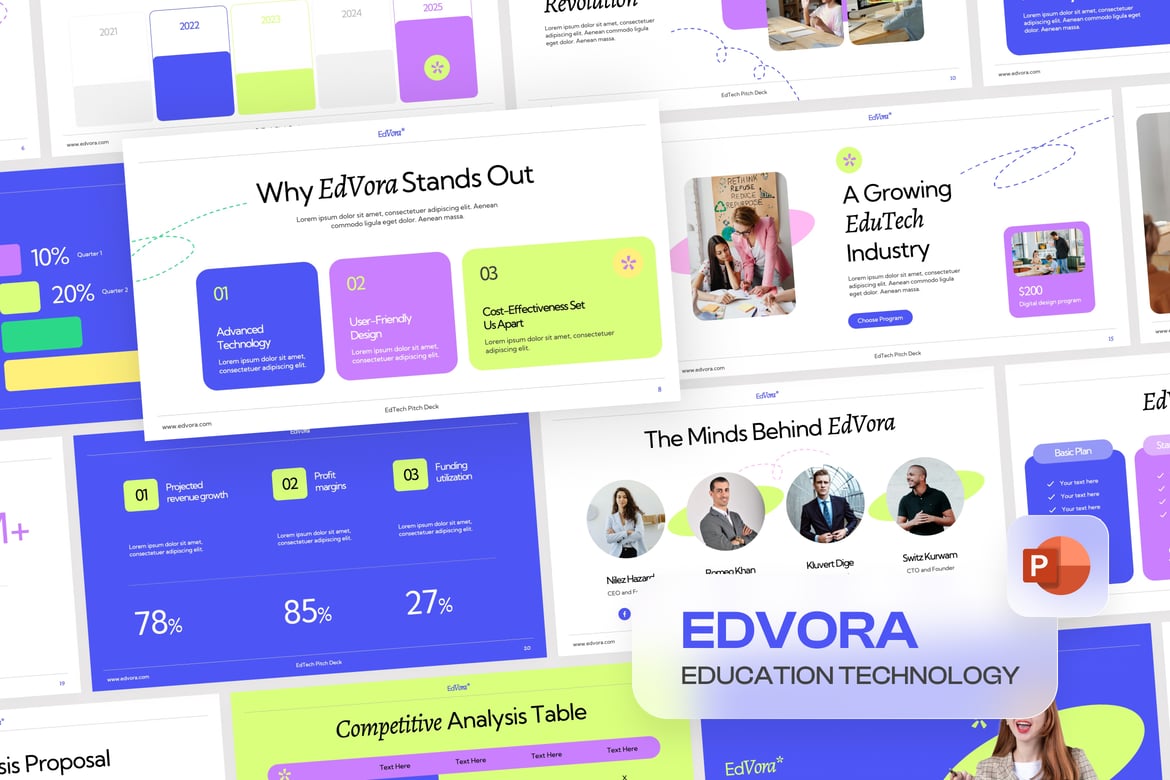 Template Presentasi PowerPoint untuk Startup EdTech yang Kreatif