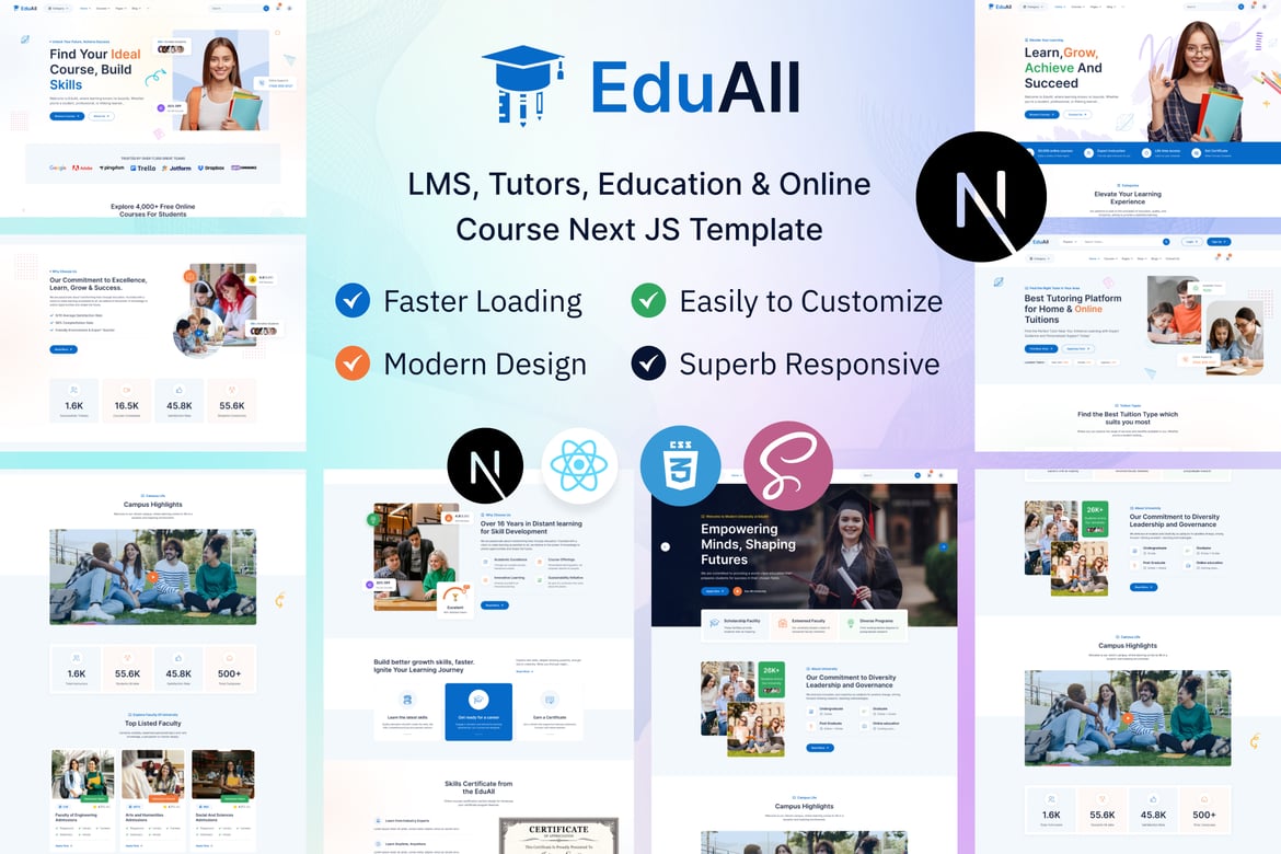EduAll - Template Website Pendidikan & LMS Modern dengan React Next JS