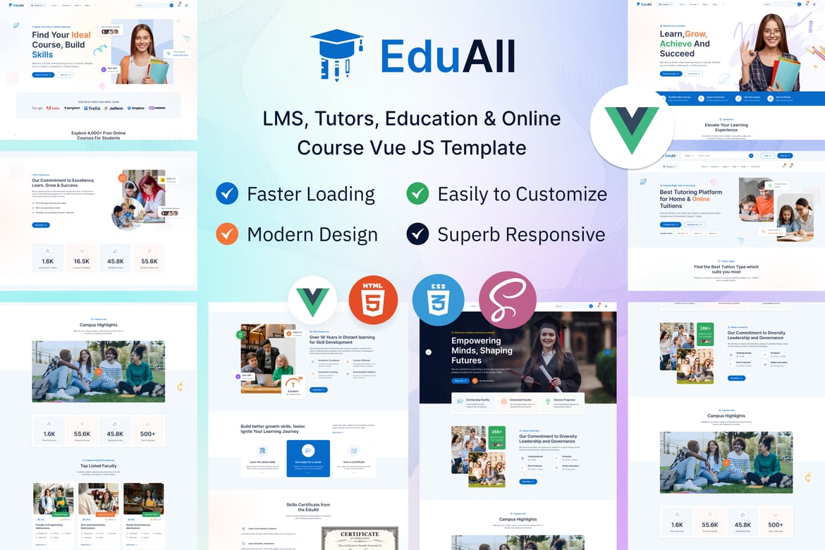EduAll – Template Website LMS Edukasi & Kursus Online Berbasis Vue