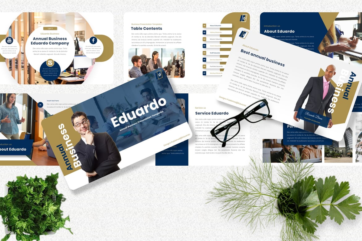 Template Presentasi Bisnis Eduardo - Powerpoint Kreatif dan Profesional