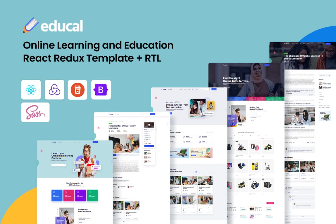 Educal - Template Website Pendidikan React Redux + RTL yang Menarik
