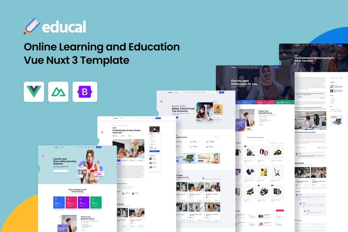 Educal – Template Website Pendidikan Modern untuk Vue Nuxt 3