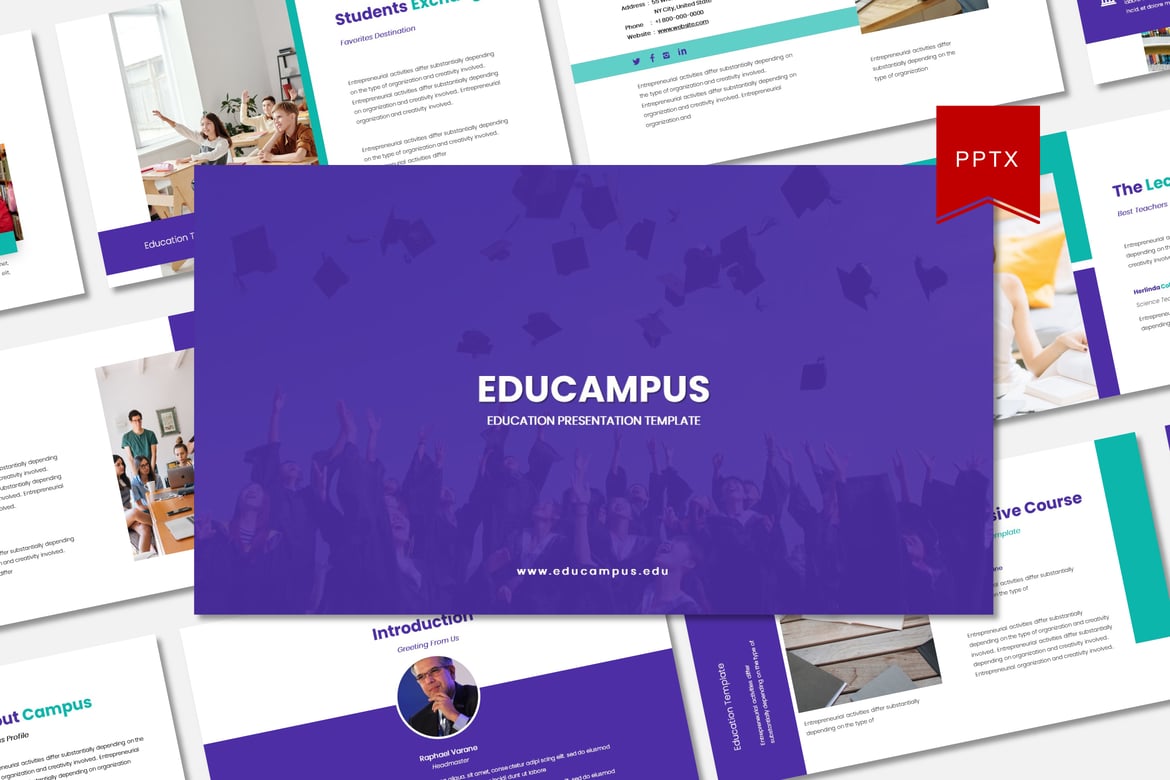 Template Powerpoint Edukasi - Educampus yang Menarik dan Modern