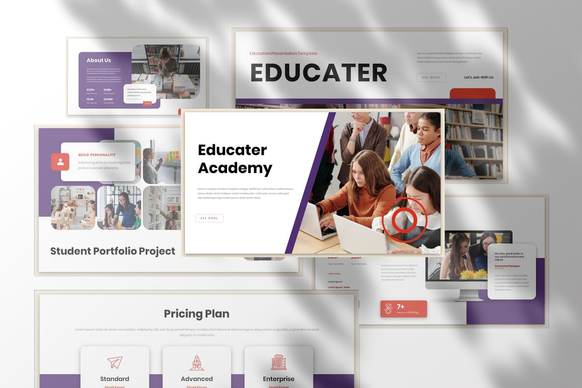 Template PowerPoint Presentasi Bisnis Educater yang Menarik